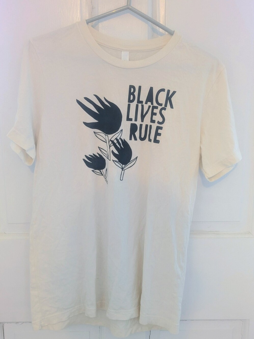 Black Lives Rule Graphic Bella Canvas T‑Shirt - 100% Cotton Cream/Black, Men's M